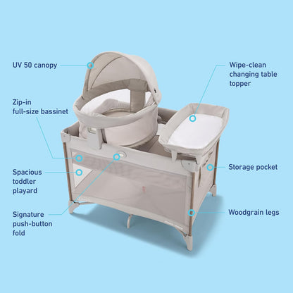 Graco Pack 'n Play Day2Dream Travel Bassinet Playard Features Portable Bassinet Diaper Changer and More (Lo, Lo)