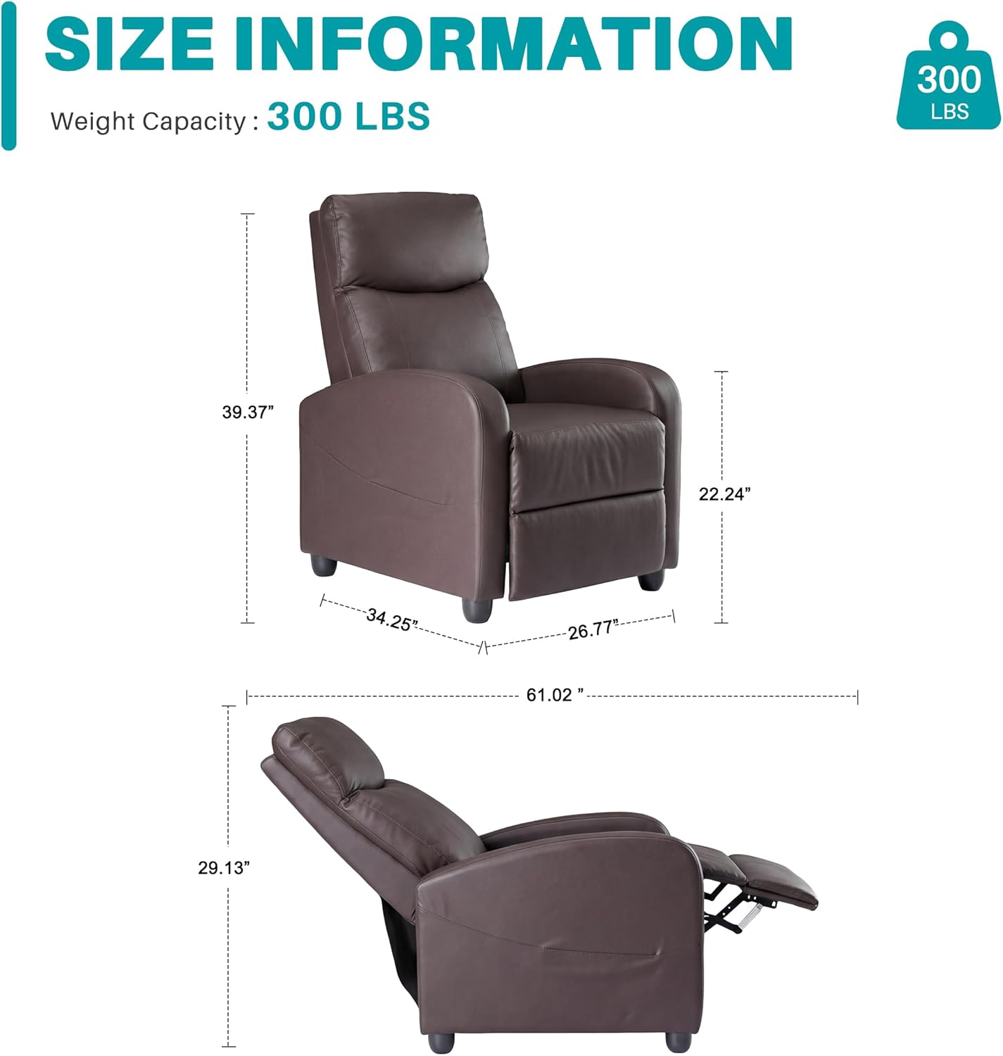 Sweetcrispy Recliner Chair, 360 Swivel Rocker Chair for Adults, Glider Rocker Recliners, Nursery Chairs for Living Room, High Back, Upholstered Deep Seat, Classical Brown