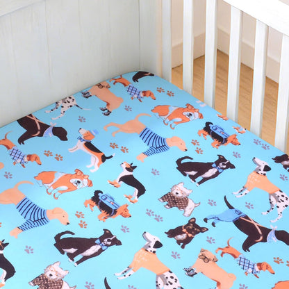Cloele Square Playard Fitted Sheet 36x36, Ultra Soft Polyester Playpen Sheet for Baby & Pet, Dogs Pattern Pack and Play Crib Sheets, Portable Playard Mattress Cover