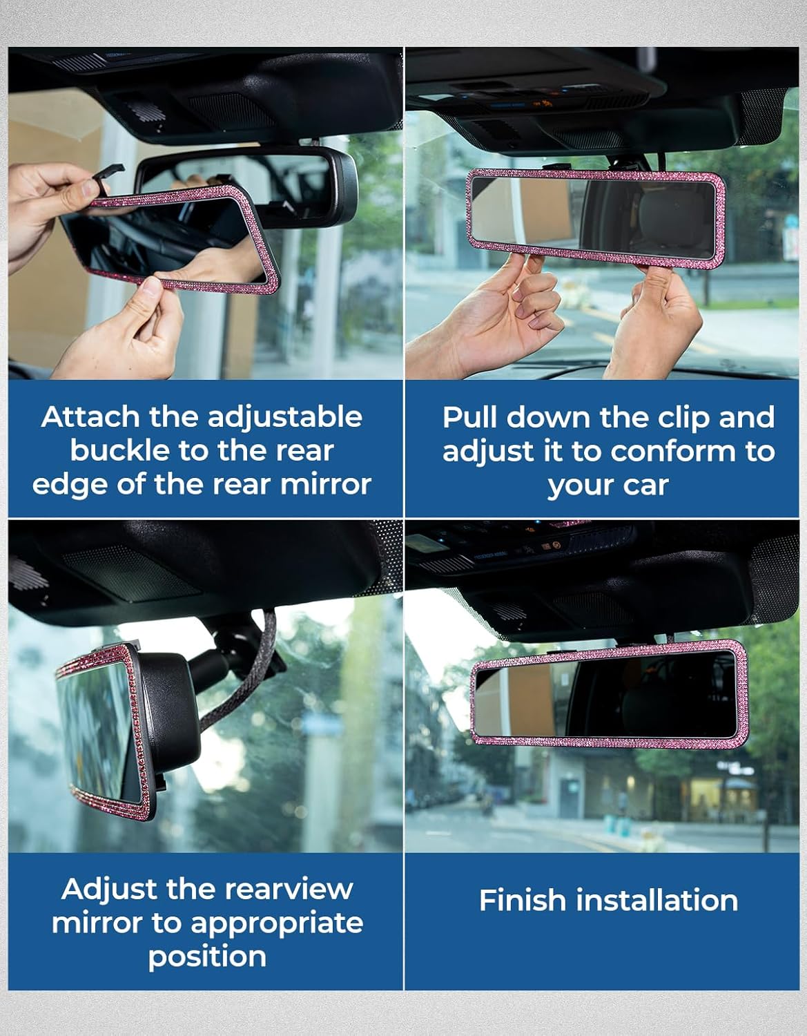 JOYTUTUS Rear View Mirror, Universal 11.81 Inch Panoramic Convex Interior Clip-on Wide Angle Mirror to Reduce Blind Spot Effectively for Car SUV Trucks -Clear