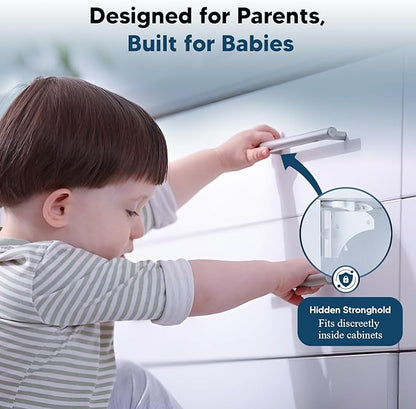 Blessimo® 12 Pack Magnetic Cabinet Locks Baby Proofing with 12 locks and 2 Keys - Child Locks For Kitchen, Cabinets and Drawers - 3M Adhesive Easy Installation