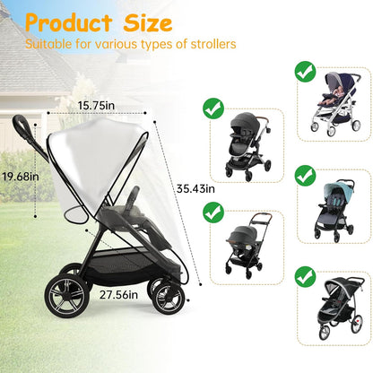 Rain Cover Compatible with Nuna Stroller - Waterproof Stroller Rain Cover, Windproof Travel Weather Shield, Durable Protect from Dust and Snow with Breathable, Travel Strollers Accessories