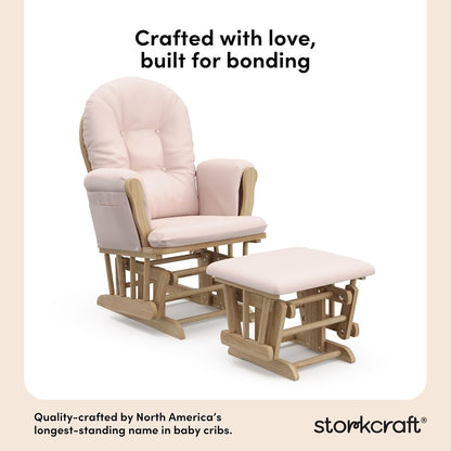 Storkcraft Premium Hoop Glider & Ottoman (White/Gray) — GREENGUARD Gold Certified Nursery Glider, Solid Wood Craftsmanship, Smooth-Gliding, Award-Winning - Colors A