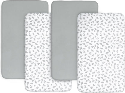 Baby Bassinet Sheets 4 Pack Fit for Baby Delight, Semphis, Kiniew, Jimglo, Cowiewie, JevrJeur, Newton Baby, AirClub, Mika Micky, Ezebaby and Besrey Bassinet, Green