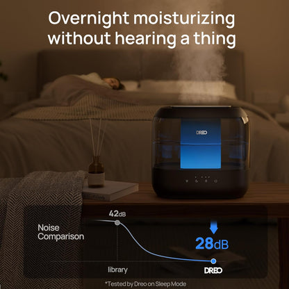 Dreo Humidifiers for Bedroom, 4L Top Fill for Large Room, 36H Runtime, 28 dB Quiet Supersized Cool Mist Air Humidifier for Baby Nursery, Plants, Indoor, Night Light, Easy to Clean & Fill, White