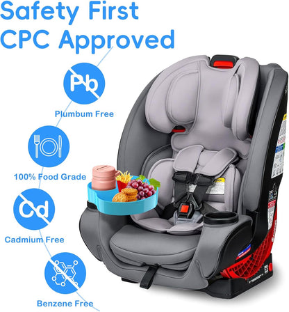 [2 Packs] Kids Car Seat Tray, Travel Tray with Cup Holder for Toddler Baby, Kids Car Seat Food Snack Organizer for Road Trip, Stroller snack Organizer Travel Must Haves Toddler Must Haves (Black)