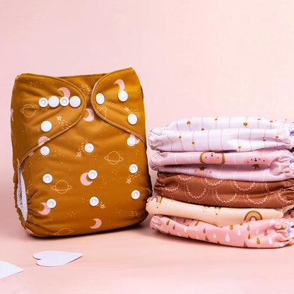 ALVABABY Baby Cloth Diapers 6 Pack with 12 Inserts Cloth Diaper Covers Adjustable Washable Reusable for Baby Girls and Boys