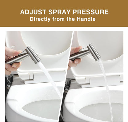 Bidet Toilet Sprayer Head Stainless Steel Handheld Sprayer for Feminine Wash, Cloth Diaper, Bathroom, Kitchen and Toilet Cleaning 4 Functions Brushed Nickel