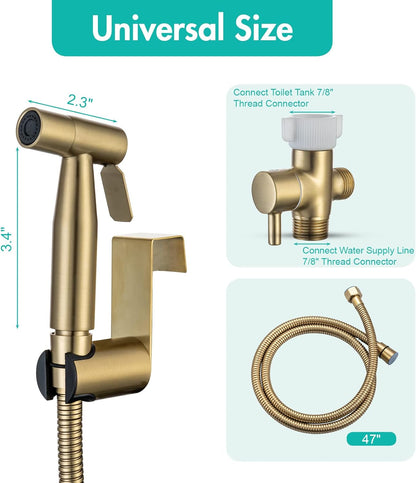 BARROCK Handheld Bidet Sprayer for Toilet, Stainless Steel Metal Made Baby Cloth Diaper Spraying Kit, Bathroom Toilet Bidet Attachment Set for Bathing Pets and Feminine Hygiene, Matte Black