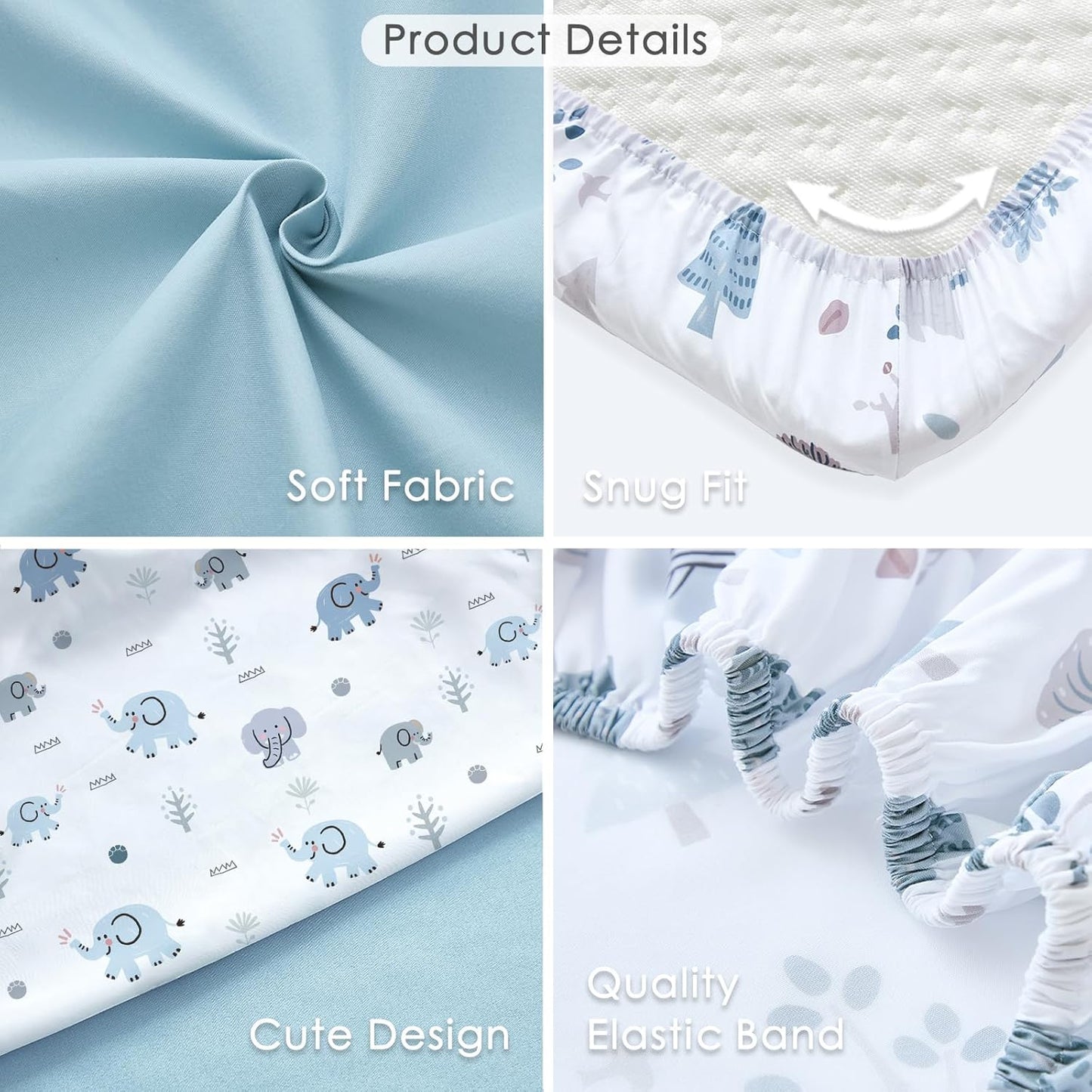 4 Pack Baby Bassinet Sheets - 35"x20" Bedside Bassinet Sheets for Newton, Ezebaby, AMKE & Other Large Bedside Sleeper | Ultra Soft & Skin Friendly Bassinet Fitted Sheets for Boys Girls