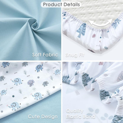 4 Pack Baby Bassinet Sheets - 35"x20" Bedside Bassinet Sheets for Newton, Ezebaby, AMKE & Other Large Bedside Sleeper | Ultra Soft & Skin Friendly Bassinet Fitted Sheets for Boys Girls