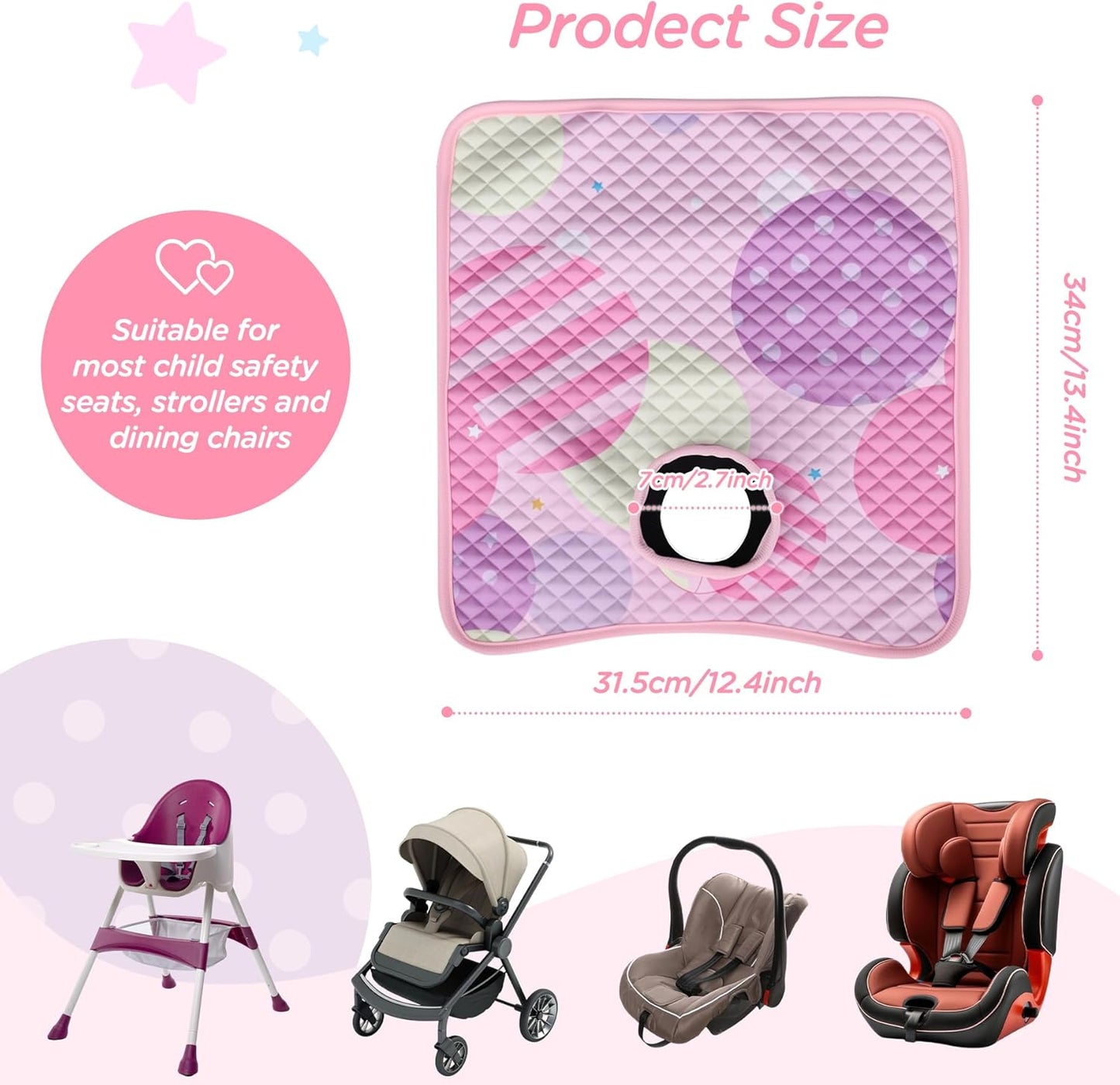 Potty Training Car Seat Protector, Waterproof Car Seat Cover for Toddlers, Piddle Pads for Baby Carseat, Stroller, Non-Slip & Machine Washable (Black, 2PC)