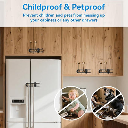 Cabinet Locks Baby Proofing,Child Proof Cabinet Locks,6 Pack Adjustable U Shaped Baby Proofing Cabinets,Child Locks for Cabinets and Drawers (Black)