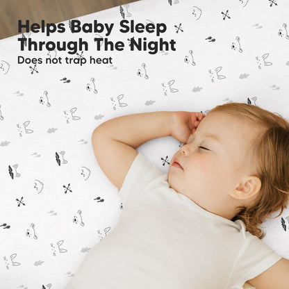 2-Pack Mini Crib Sheets Fitted - 38x26 Pack N Play Sheets for Pack and Play Mattress, Organic Cotton, Soft & Breathable Playard Bedding, Neutral Mini Toddler Bed Cover for Boys, Girls (Dragon Tale)