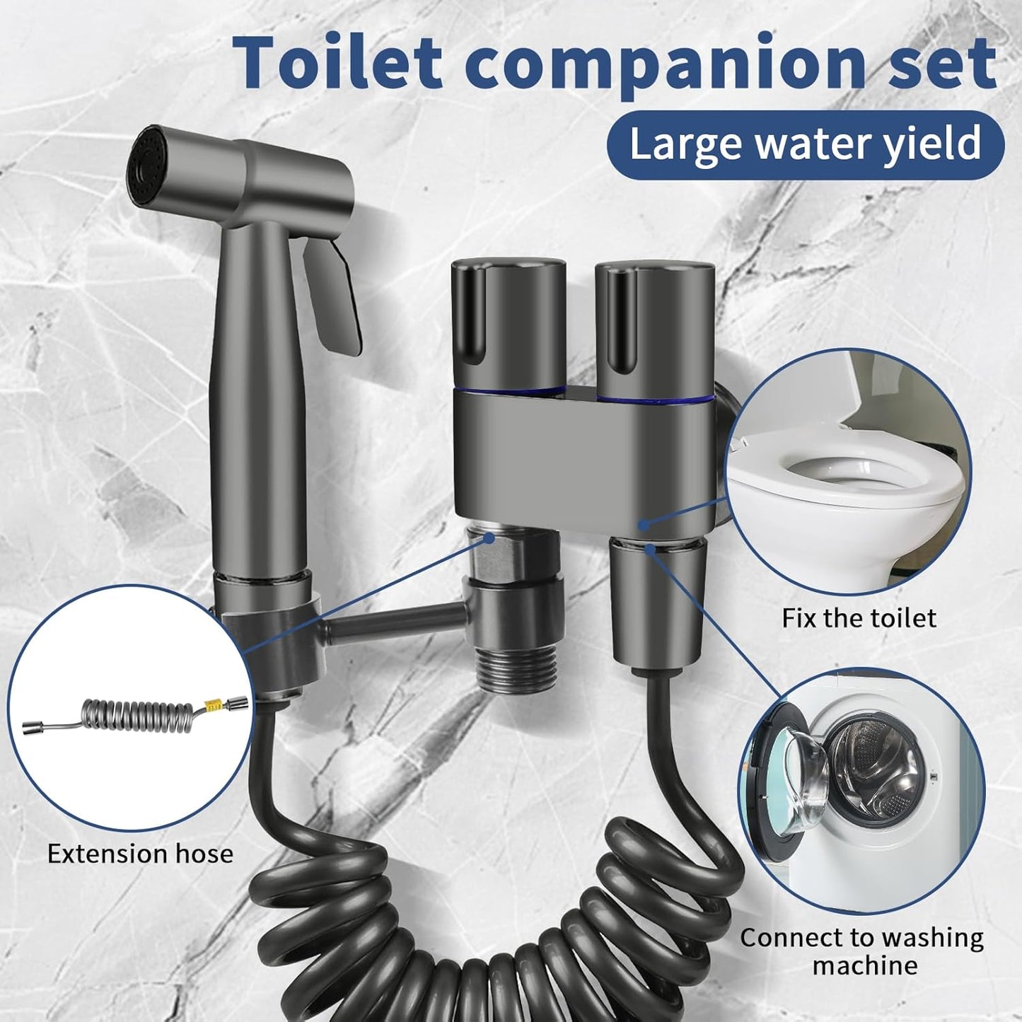 Neween Handheld Toilet Bidet Sprayer for Toilet-Adjustable Water Pressure Control with Bidet Hose for Feminine Wash, Stainless Steel Bidet Faucet Sprayer Kit Cloth Diaper for Baby Wash (Black)