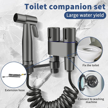 Neween Handheld Toilet Bidet Sprayer for Toilet-Adjustable Water Pressure Control with Bidet Hose for Feminine Wash, Stainless Steel Bidet Faucet Sprayer Kit Cloth Diaper for Baby Wash (Black)