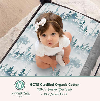 100% Organic Cotton Fitted Sheets for Graco Pack n Play, Babyletto, Pamo Babe, Hiccapop, Dream on Me, Evenflo, Baby Trend, Hygge Hush Portable/Mini Crib/Playards, Beka Bedside Bassinet 2 Pk