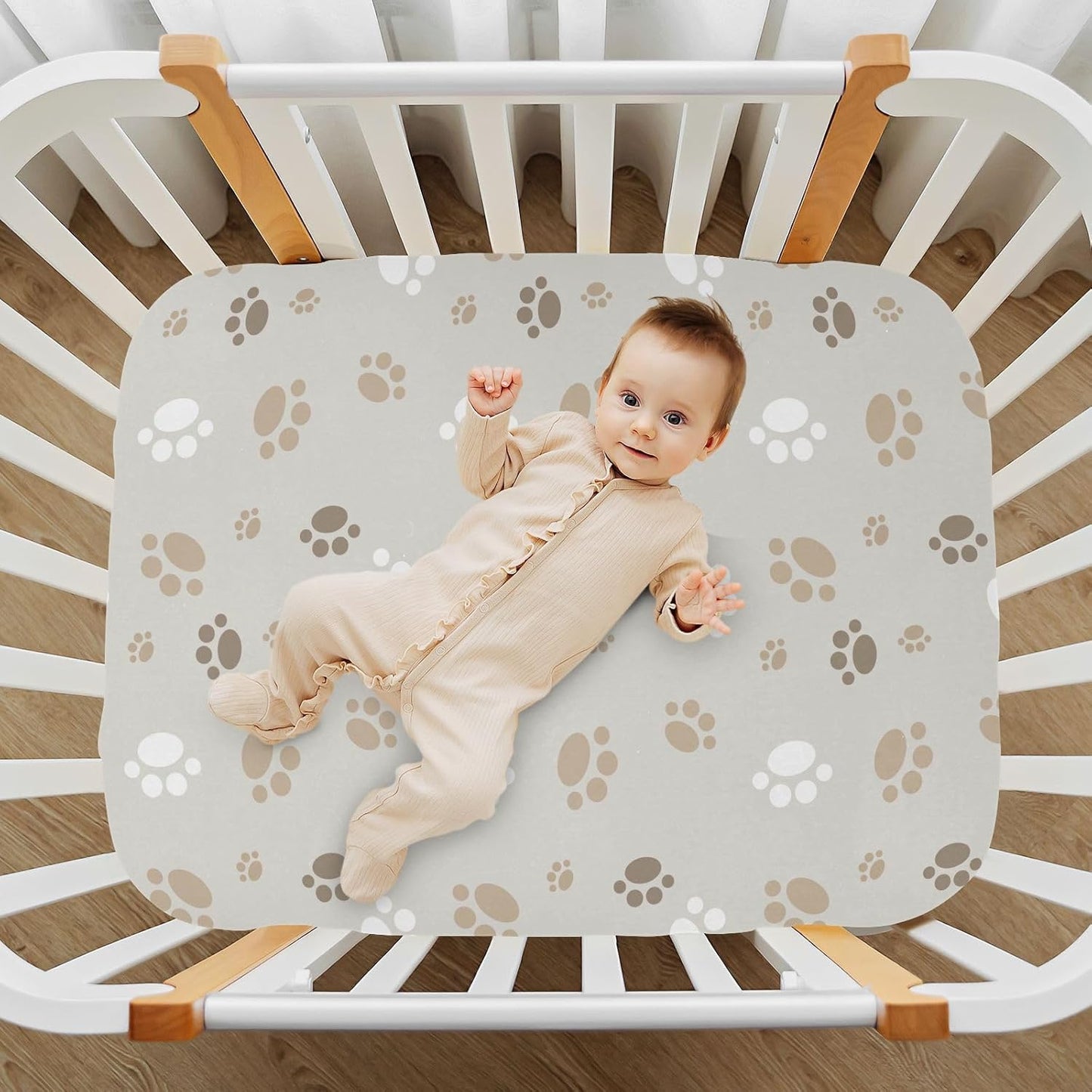 Fitted Crib Sheets Pink Checkered and Bows Stretchy Portable Playard Sheets for Baby Toddler, Breathable Soft Mini Crib Mattress 39 x 27 in for Boys and Girls