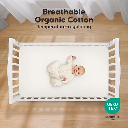 KeaBabies 2-Pack Organic Crib Sheets for Boys, Girls - 52x28 Fitted Crib Mattress Sheet Neutral, Breathable Jersey Cotton Cover for Baby Bed, Toddler Mattress, Soft & Cute Prints (Cornflower)