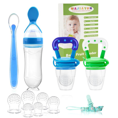 WAJIAYON Baby Fruit Feeder Pacifier | Infant Food Feeder Pacifier & Food Dispensing Spoon | Fresh Fruit Teethers for Babies | Silicone Feeder Baby,Mesh teethers for Babies Gifts for Boys and Girls
