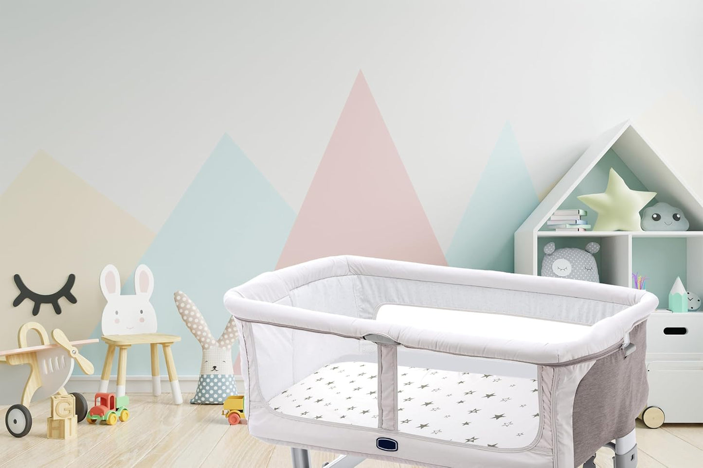 3-Pack Bedside Sleeper Bassinet Sheets | GOTS Certified Organic 100% Muslin Cotton | Ultra Soft & Breathable | 33×20×4” Fitted Sheets | Universal Fit 29–33” x 17–21” Pads
