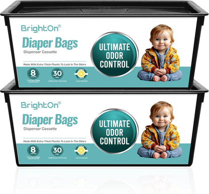 BrightOn® Diaper Pail Refill Bags, 30 Bags Per Refill, Compatible with Genie Easy Roll Signature Diaper Pails, Holds Up to 2820 Newborn Diapers, Real 7 Layer Odor Barrier, Unscented, 2PACK (60 Bags)