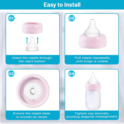 Silicone Bottle Nipples Compatible with Spectra Bottles, Replacement Soft Nipple for Baby 1+ Months, Anti-Colic, BPA-Free, Slow Flow, Size S, 4-Pack
