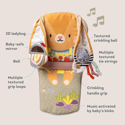 Musical Car Seat Toys for 0-12 Month Old Babies - Activity Center with Sensory Soft Hanging Toys and Mirror - Carseat Gift for Infants