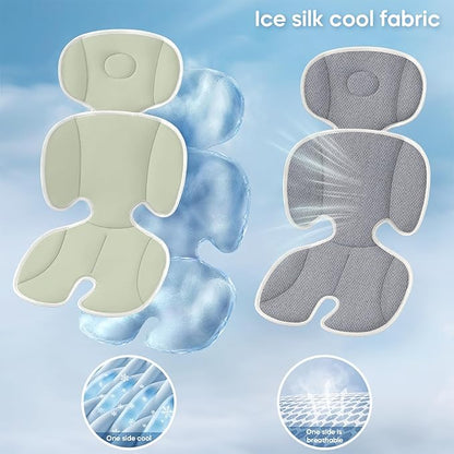 Baby Stroller Cooling Pad Universal Soft Cooler Pad Breathable Adjustable Car Seat Liner Detachable 2-Piece Cooling Cushion Fits Strollers, Car Seat, High Chair, Bassinet, Swing
