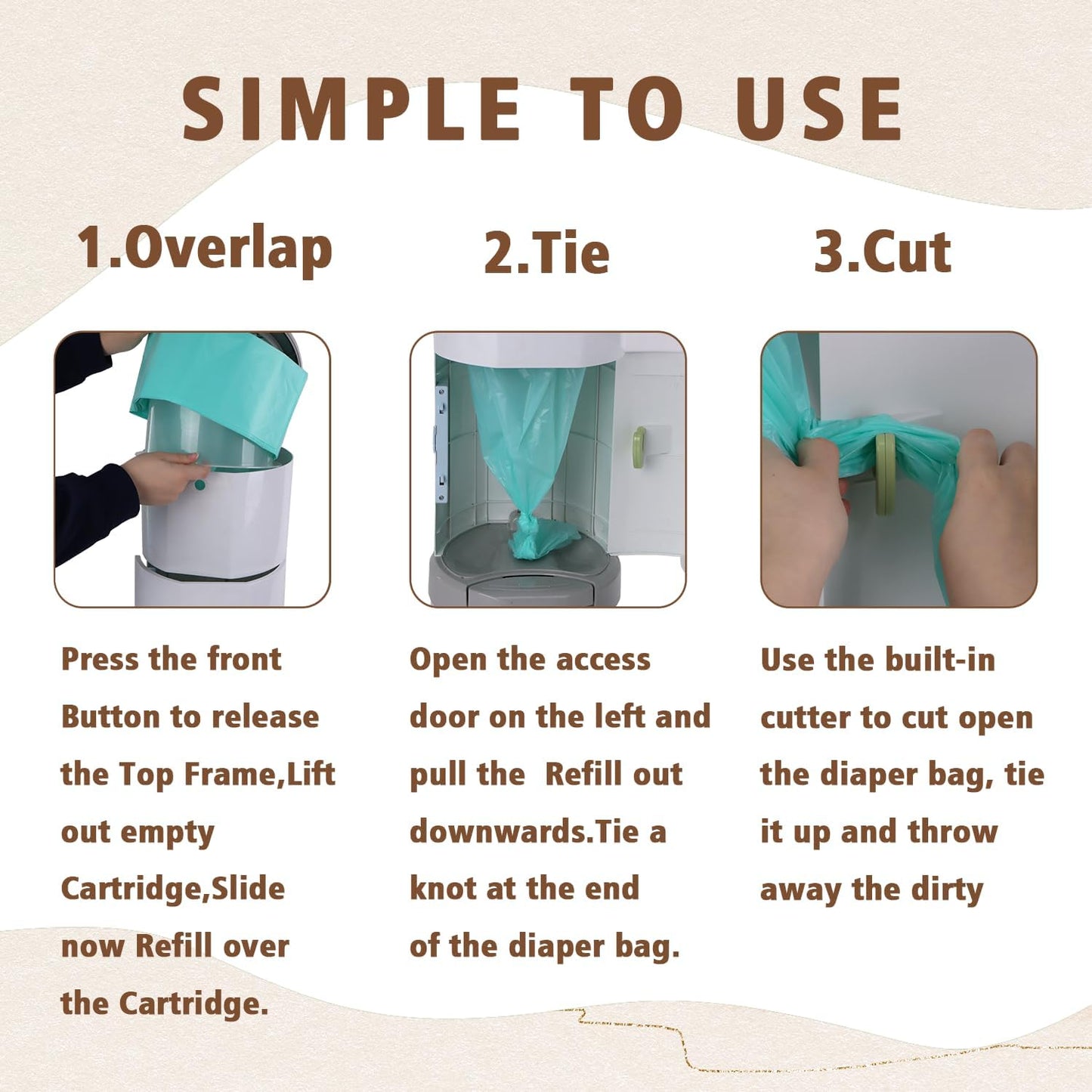 Sloyar Refills Compatible with DEKOR CLASSIC Diaper Pails/3 Pack/Versatile and Functional/Suitable for Seniors and Infants/Baby Powder Fragrance/Holds up to 1650 Diapers
