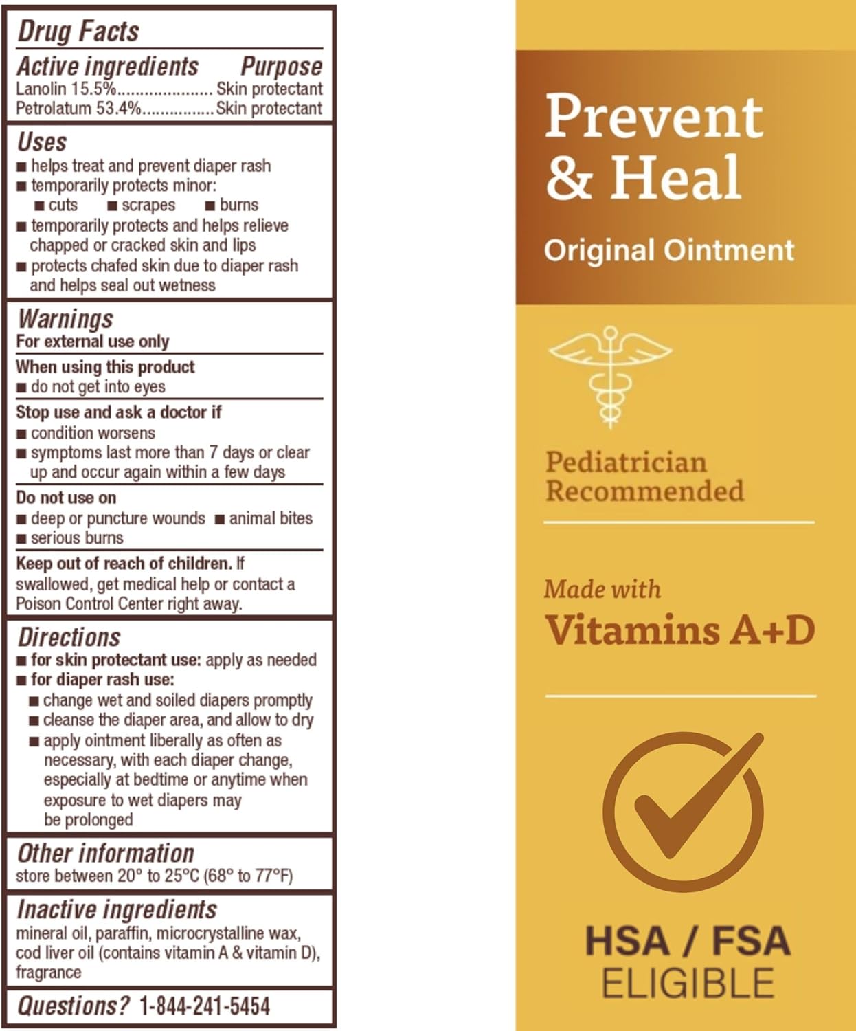 A+D Original Diaper Rash Ointment, Baby Skin Protectant with Lanolin and Petrolatum, Seals Out Wetness, Helps Prevent Diaper Rash, 1.5 Ounce Tube, Packaging May Vary