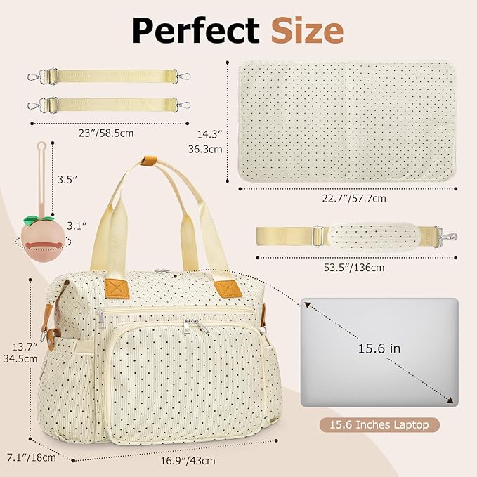 KUBYA Diaper Bag Tote, Puffer Diaper Tote Bags for Women Lightweight Travel Work Hospital Baby Bag Crossbody Mommy Bag