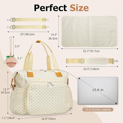 KUBYA Diaper Bag Tote, Puffer Diaper Tote Bags for Women Lightweight Travel Work Hospital Baby Bag Crossbody Mommy Bag