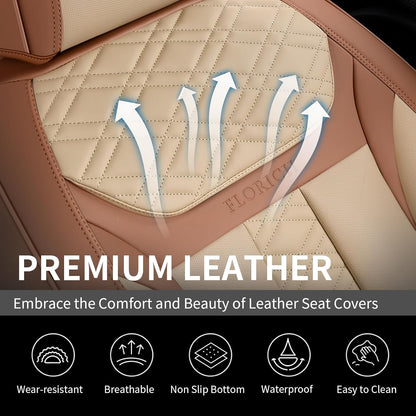 FLORICH Car Seat Covers Full Set, Automotive Seat Covers, Black Car Seat Cover, Waterproof Seat Protectors Universal fit for Car Truck Van SUV - Black