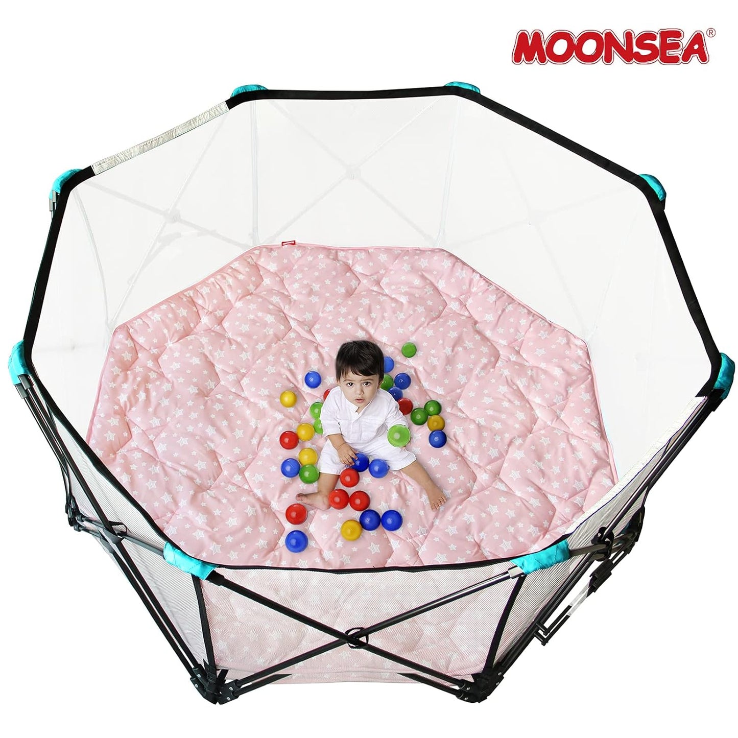 Octagon Playpen Mat Grey, Non Slip 8 Panel Playpen Mattress Mat Fits Regalo Extra Large Play Yard and hiccapop XL 69" Baby Playpen, Grey Star Octagon Playard Pad