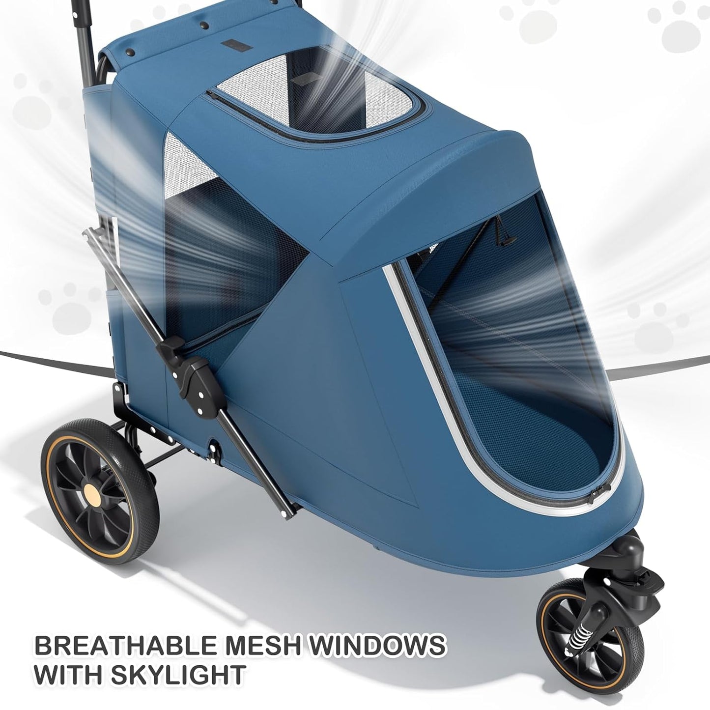 MoNiBloom Large Pet Stroller with Anti-Slip Ramp, Heavy Duty Dog Stroller Up to 99lb, Safe & Gentle Mobility Aid, All-Terrain Wheels, Idea for Injured, Disabled, & Senior Dog