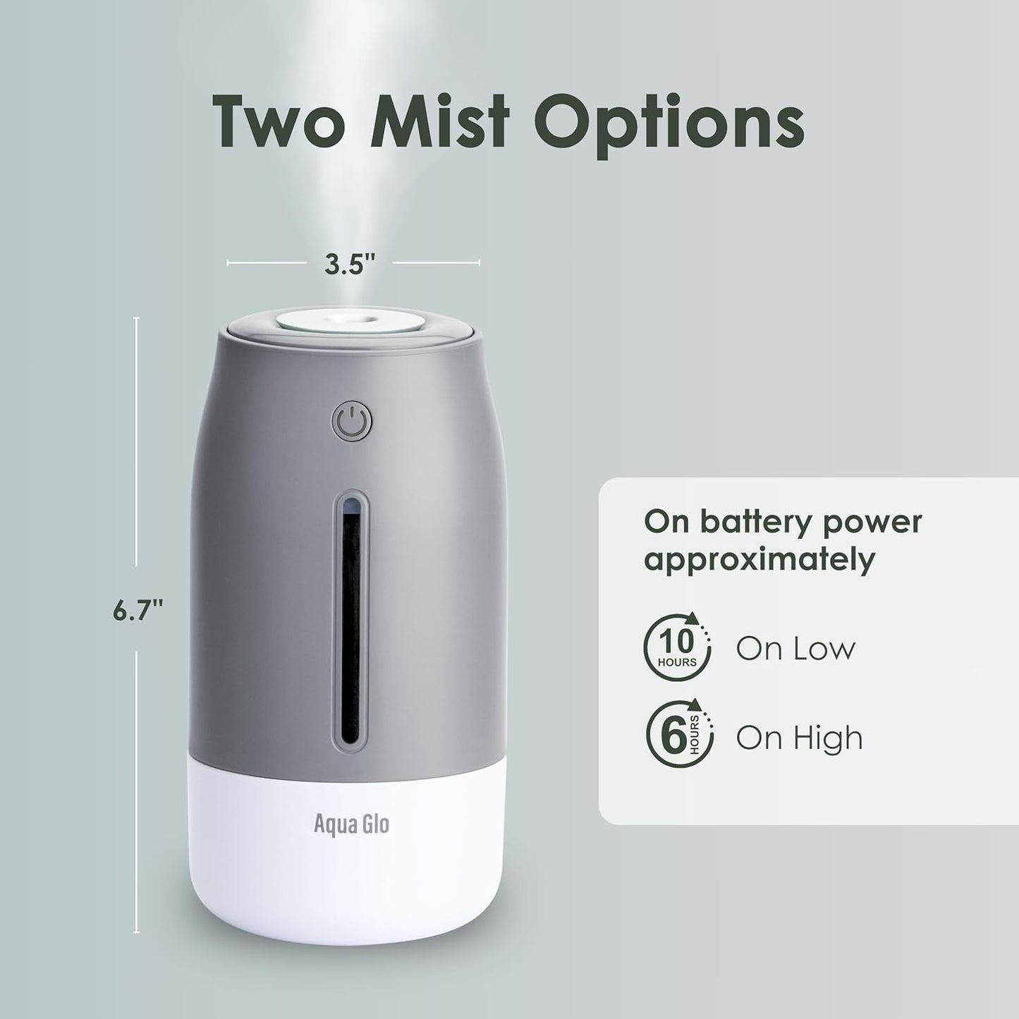 Aqua Glo Personal, Portable Humidifiers for Bedroom – Ultrasonic Cool Mist Humidifier with Built In Rechargeable Battery. Air Humidifier for Baby, Plants, Home, Office, Travel. Lavender