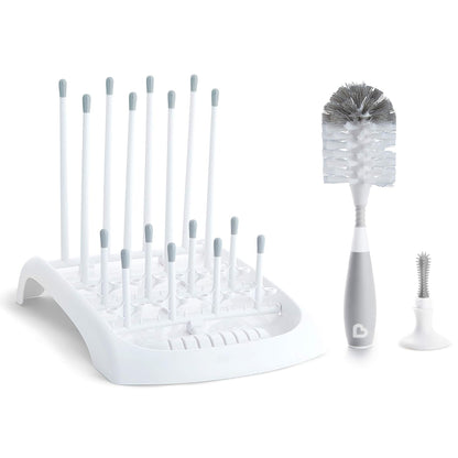 Munchkin Baby Bottle Cleaning Set with Drying Rack, Bristle Brush, and High Capacity Dishwasher Basket, 1 Pack