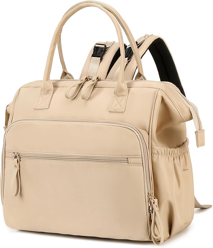 LORADI Large Diaper Bag Tote, 14 Pockets Stylish Baby Bag with Stroller Clips and 3 Insulated Pockets, Baby Shower Essentials