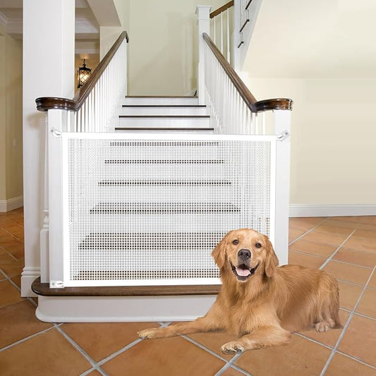 Cupount Mesh Baby & Dog Gate – Fits Openings Up to 36'' Wide, 30'' Tall – Indoor Safety Pet Gate for Stairs & Doorways (White, 30" H x 38" W)