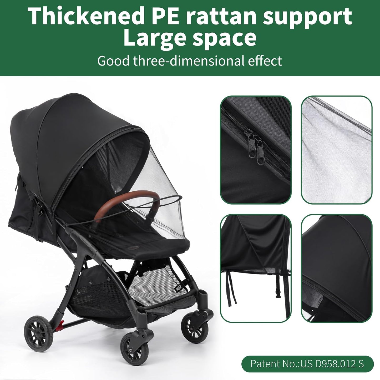 DUOMI 2-in-1 Stroller Sun Shade and Mosquito Net Cover - Universal Breathable Baby Cover With Two-Way Zipper for Extender