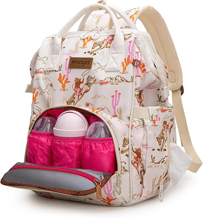 Montana West Wrangler Diaper Bag Backpacks Western Backpack Purses Multi-function Baby Bags for Mom with Waterproof Changing Pad & Pacifier Case