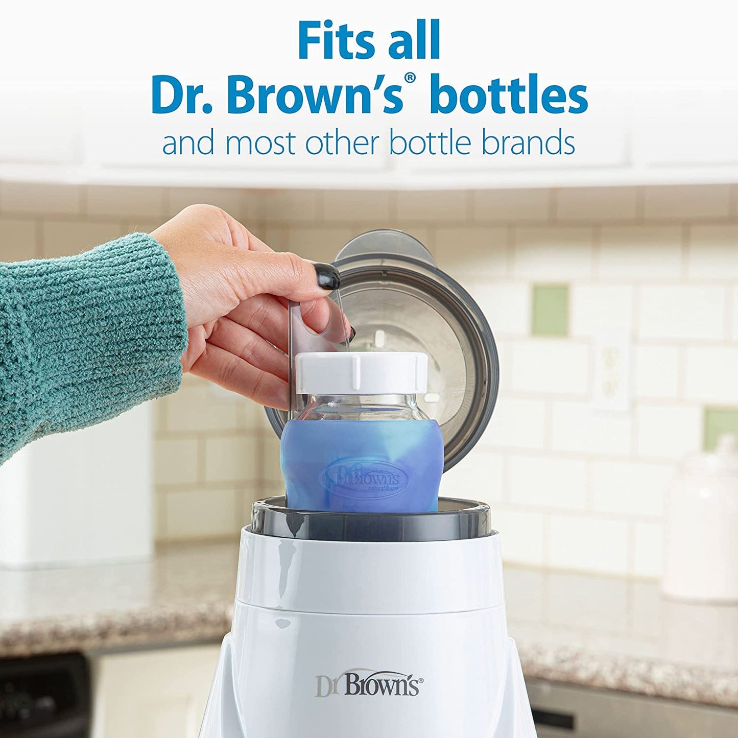 Dr. Brown’s Deluxe Baby Bottle Warmer and Sterilizer For Bottles and Baby Food Jars with Anti-Colic Options+ Baby Bottles 4 oz Level 1 Slow Flow Nipple, 4 Pack, 0m+ and Bottle Cleaning Brush Set, Pink