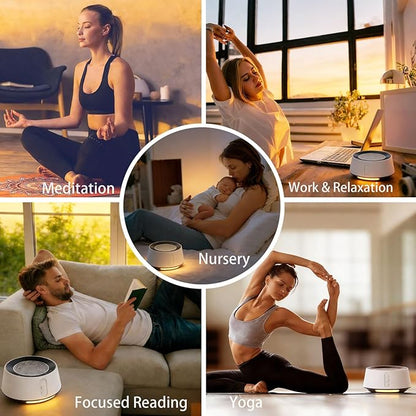 BGOVERSS White Noise Machine with Night Light – 20 Soothing Sounds, 10 Color Lights, 5 Timer Settings & Memory Function, Portable Sleep Sound Machine for Baby Nursery, Kids & Adults,Wood