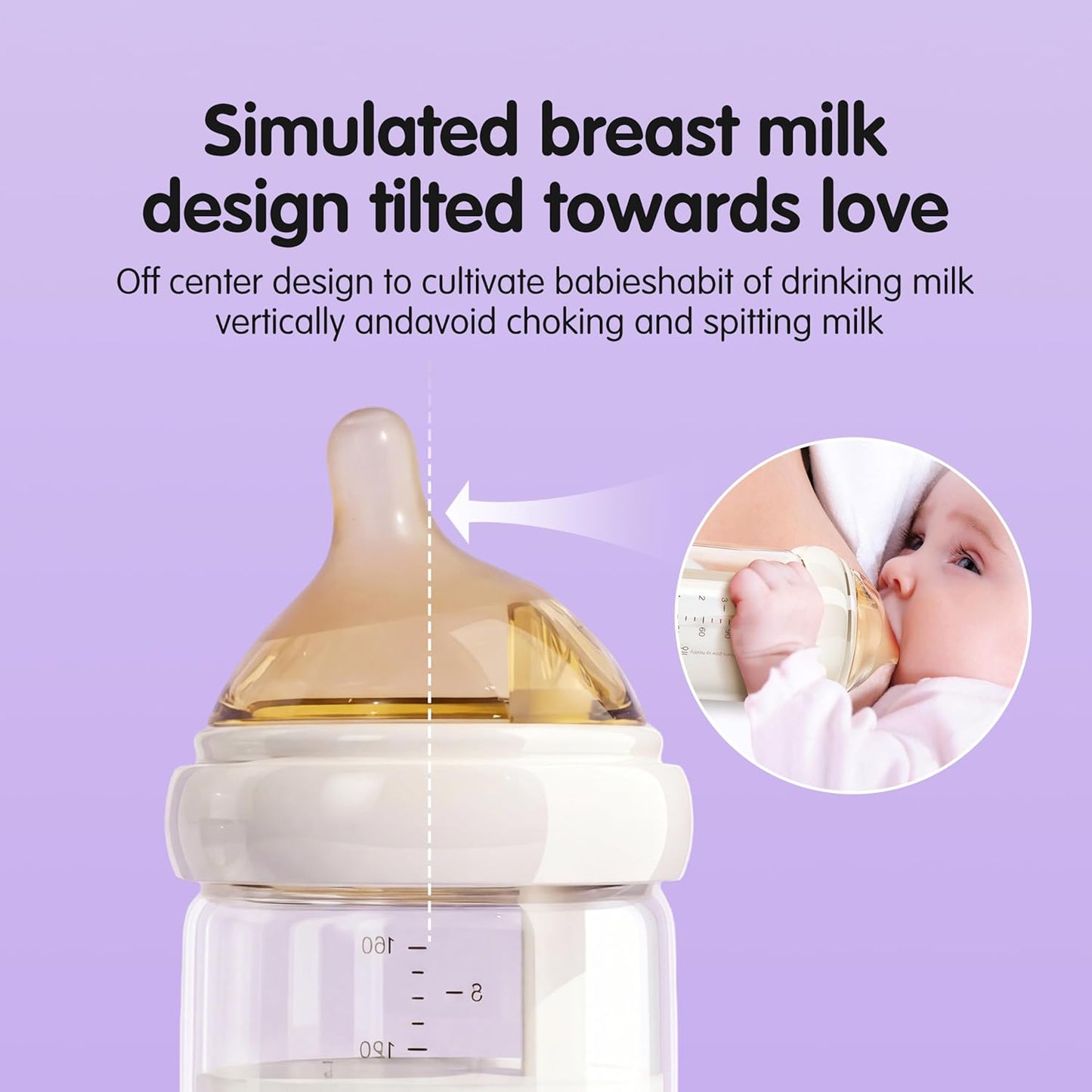 Silicone Bottle Nipple, Anti Colic Nipples for Baby, Natural Flow Baby Bottle Silicone Nipple,Large Flow (L), 6+ Months, 4 Counts (Pack of 1
