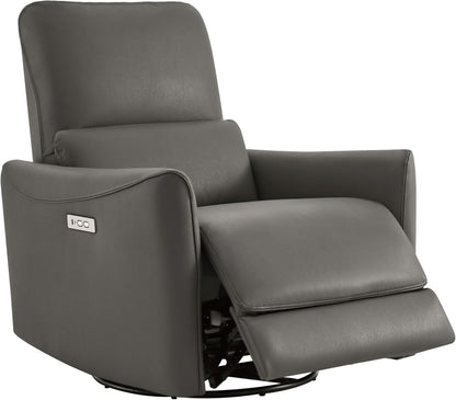 CHITA Power Recliner Chair Swivel Glider, FSC Certified Upholstered Living Room Nursery Reclining Sofa Chair with Lumbar Support, Linen