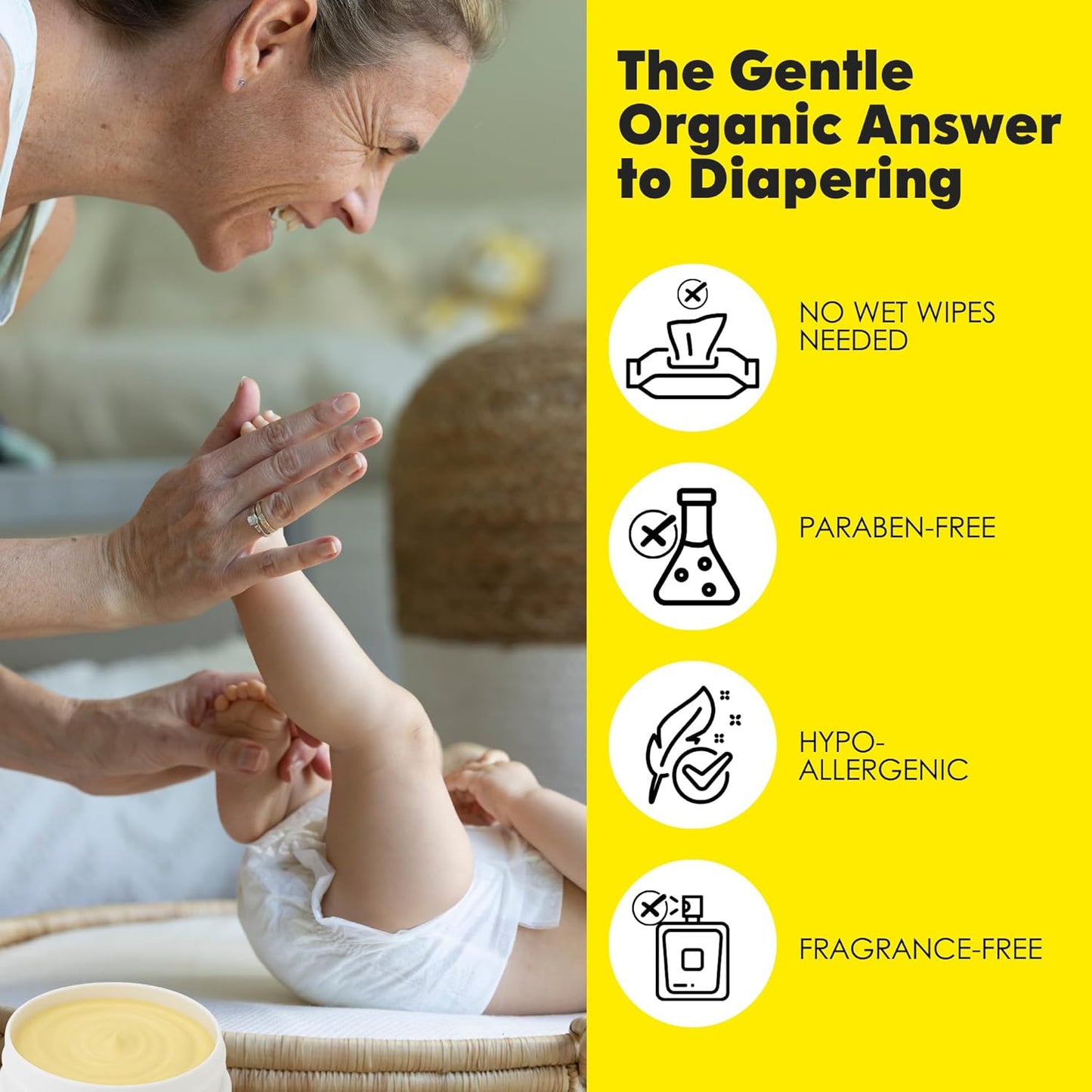 La Petite Creme French Organic Diaper Balm (4 oz) - Healing & Nourishing Diaper Cream - Gentle & Safe Liniment Baby Lotion - USDA Certified Organic - Baby Essentials for Newborn