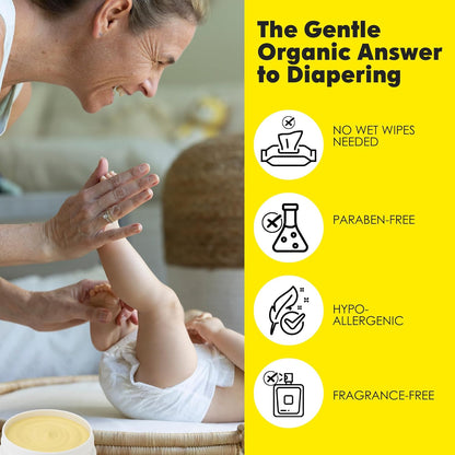 La Petite Creme French Organic Diaper Balm (4 oz) - Healing & Nourishing Diaper Cream - Gentle & Safe Liniment Baby Lotion - USDA Certified Organic - Baby Essentials for Newborn