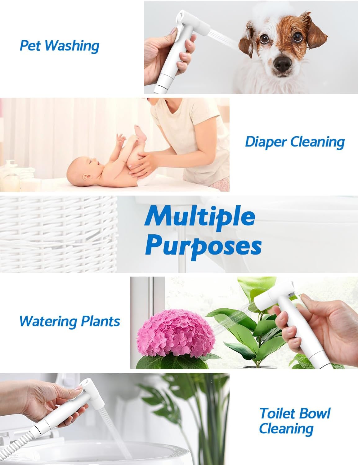 BRITULIF Handheld Bidet Sprayer for Toilet, Jet Sprayer for Toilet Muslim Shower, Adjustable Cloth Diaper Sprayer Bidets Attachment for Toilet, Toilet Bidet Sprayer with Bidet Hose for Feminine Wash