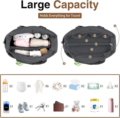 KUBYA Diaper Bag Tote, Puffer Diaper Tote Bags for Women Lightweight Travel Work Hospital Baby Bag Crossbody Mommy Bag